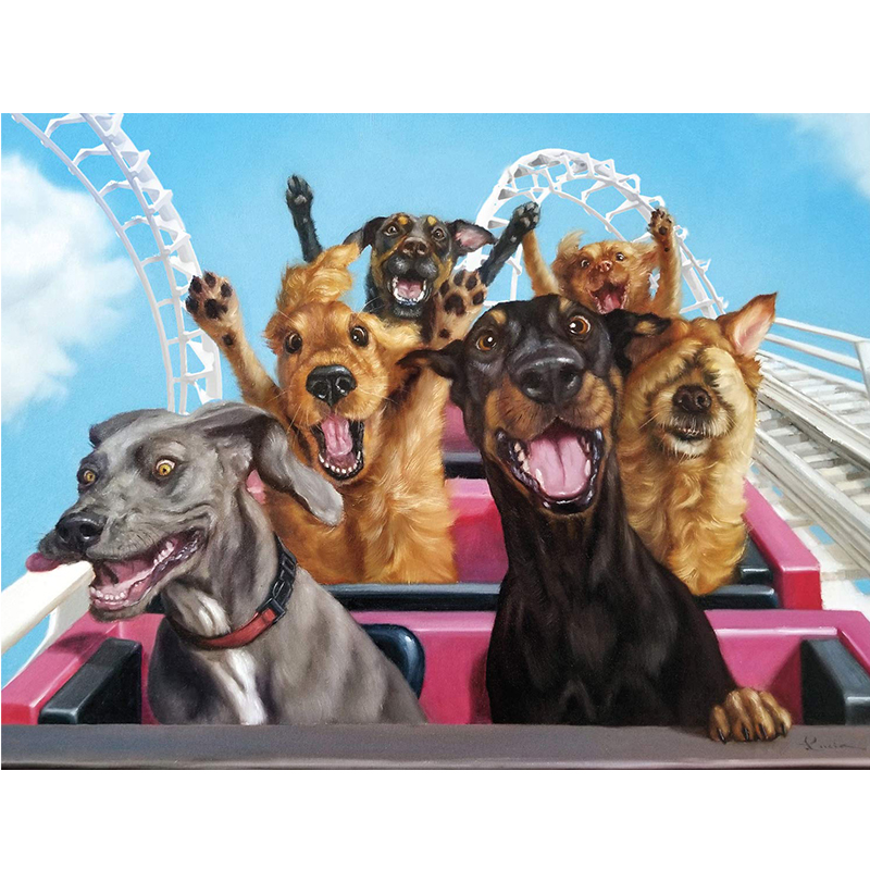 Roller Coaster Dogs Wooden Jigsaw Puzzle - aimpuzzle