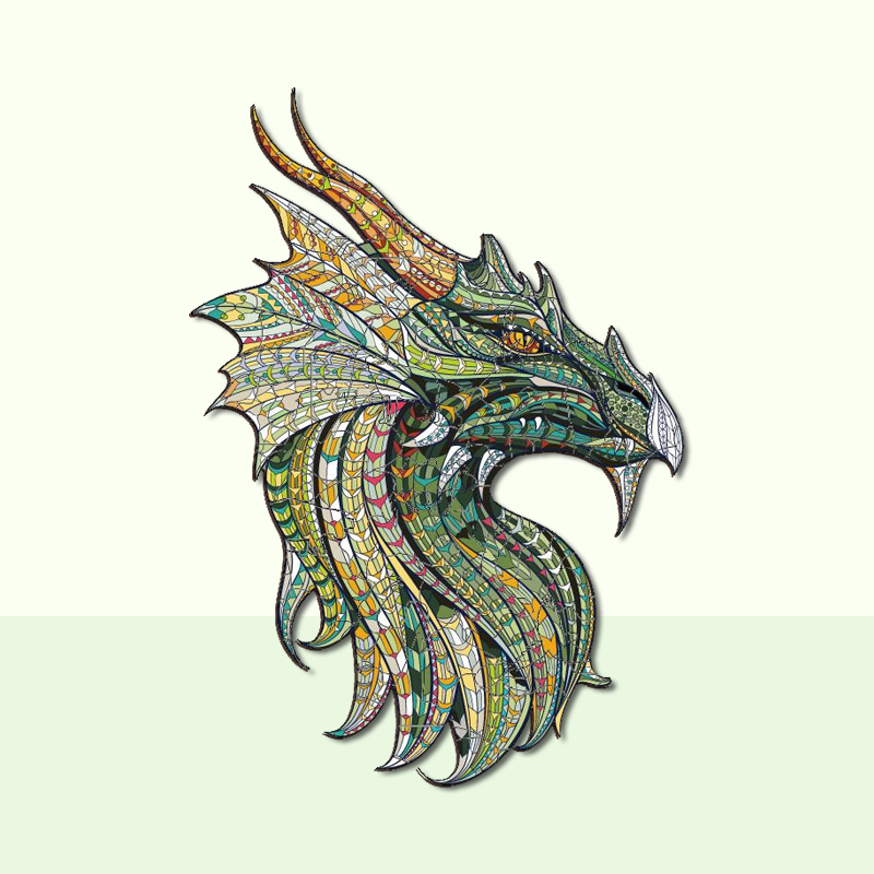 Green Dragon Wooden Jigsaw Puzzle - aimpuzzle