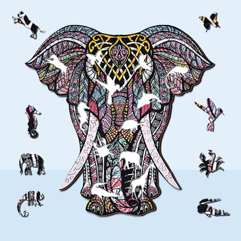 Red Elephant Wooden Jigsaw Puzzle - aimpuzzle