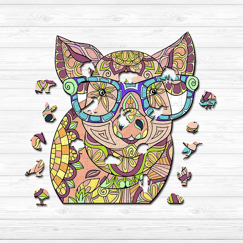 Fashion Pig Wooden Jigsaw Puzzle - aimpuzzle