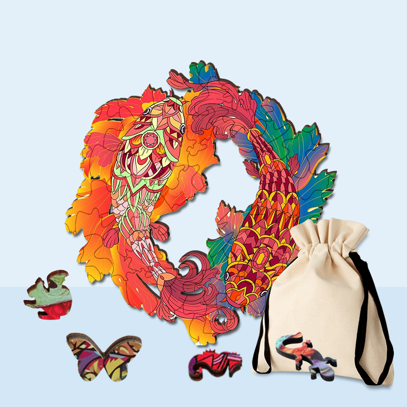 Koi Fish Yin Yang Wooden Jigsaw Puzzle - aimpuzzle