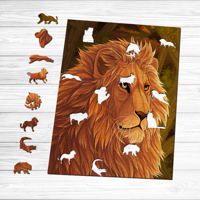East African Lion Wooden Jigsaw Puzzle - aimpuzzle