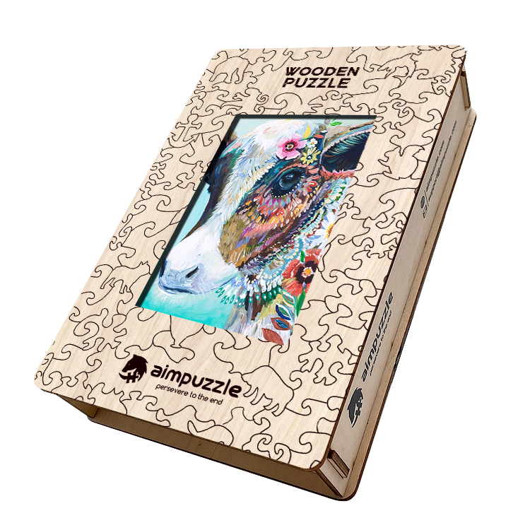 Flowering Goat Wooden Jigsaw Puzzle - aimpuzzle